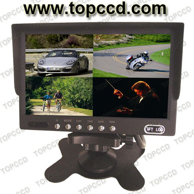 7inch vehicle rear view LCD monitor with quad