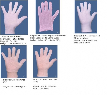 100% Cotton Glove, Interlock Glove & White Gloves