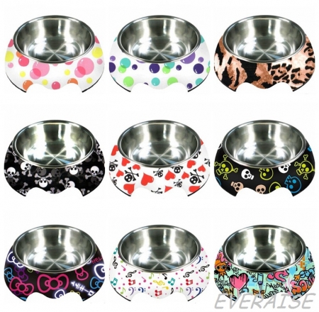 Stainless Steel Dog Bowl w/ Anti Slip Plastic Base