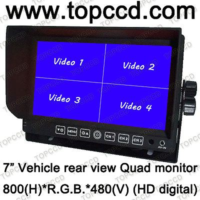 7-inch heavey vehicle HD digital Quad monitor