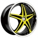 alloy wheel with Black, Yellow, Chrome, Insert - Result of Hood Insert