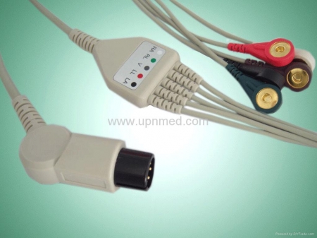 One piece 5-lead ECG Cable with leadwires