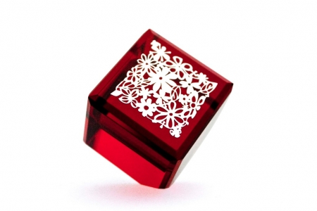 Red Crystal with metal pattern