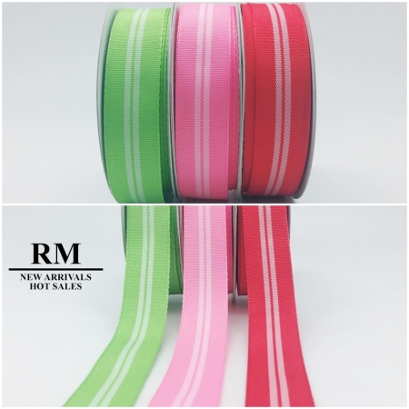 7/8 inch Woven Stripe Color Grosgrain Ribbon